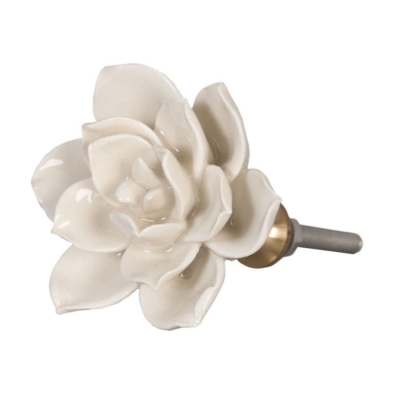 Pomello fiore in ceramica bianco - diam. 5 cm - Clayre&Eef