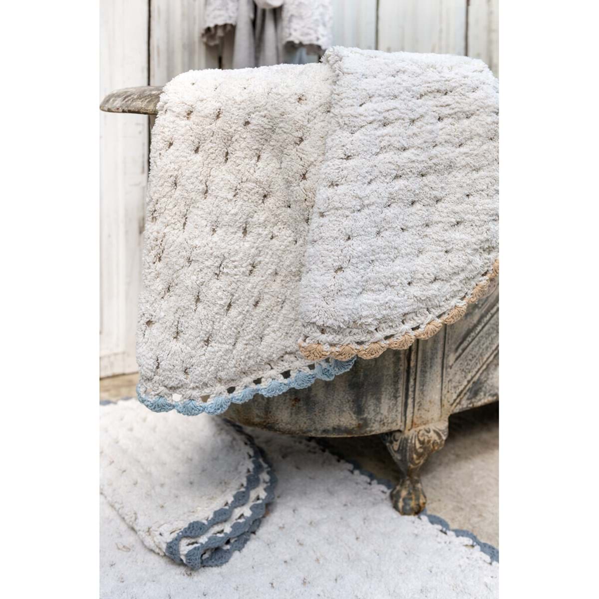 Tappeto ovale in cotone con crochet colori ass. - 55x85 cm - Blanc Mariclo