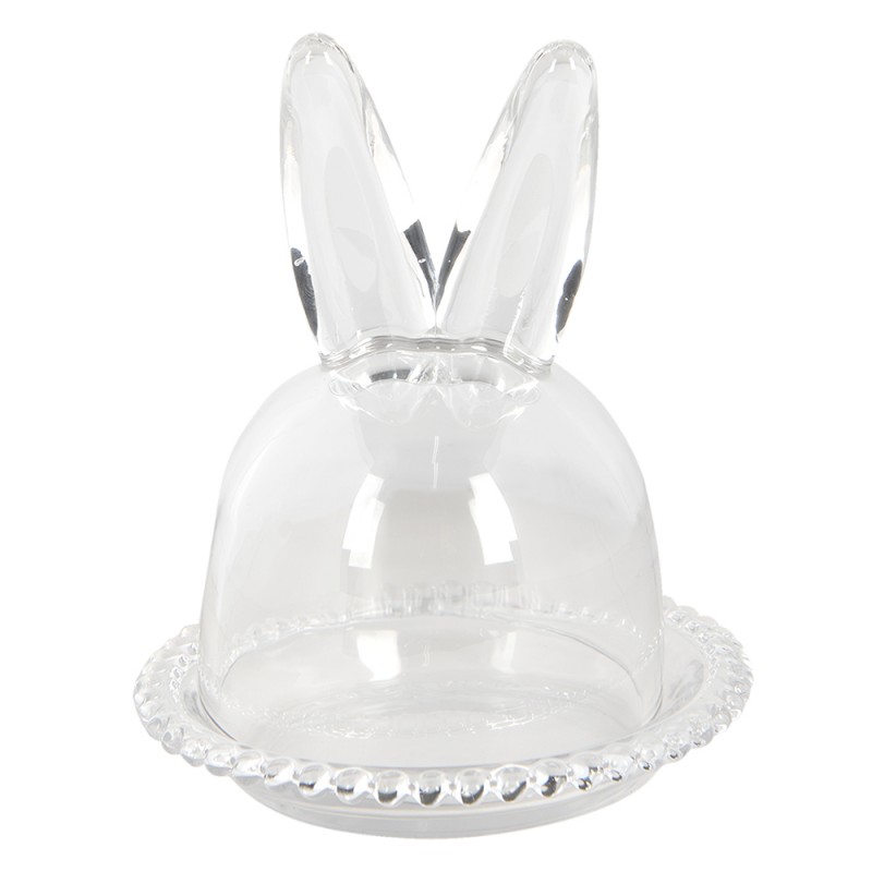 Alzatina coniglietto in vetro trasparente - diam.14x16 cm - Clayre&Eef