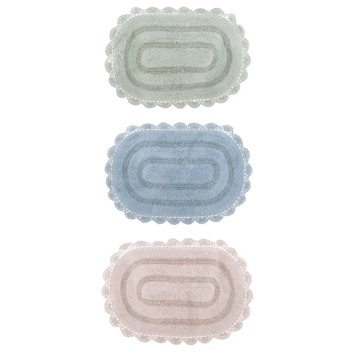 Tappeto ovale in cotone con crochet - 55x85 cm - Vari colori - Blanc Mariclo