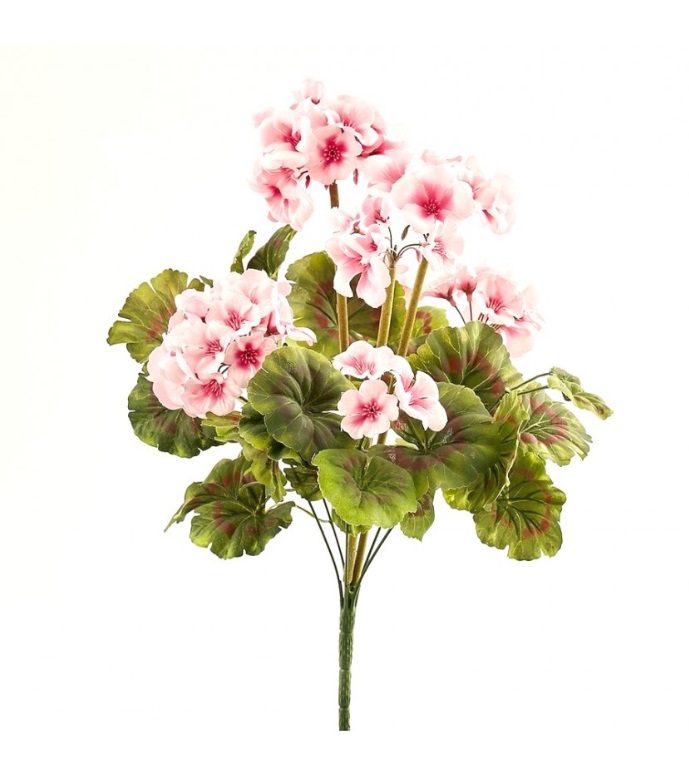 Fiore artificiale geranio cespuglio palepink - H.48 cm - EDG