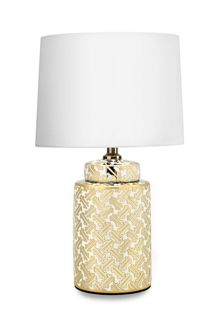 Lampada da tavolo in ceramica oro/bianco linea Karat - H. 16x34 cm + 50.5 cm - Fade
