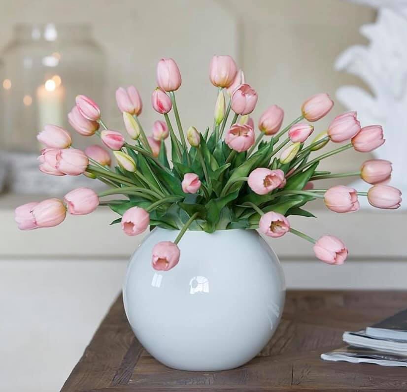 Bouquet di cinque tulipani artificiali rosa chiaro - Edg
