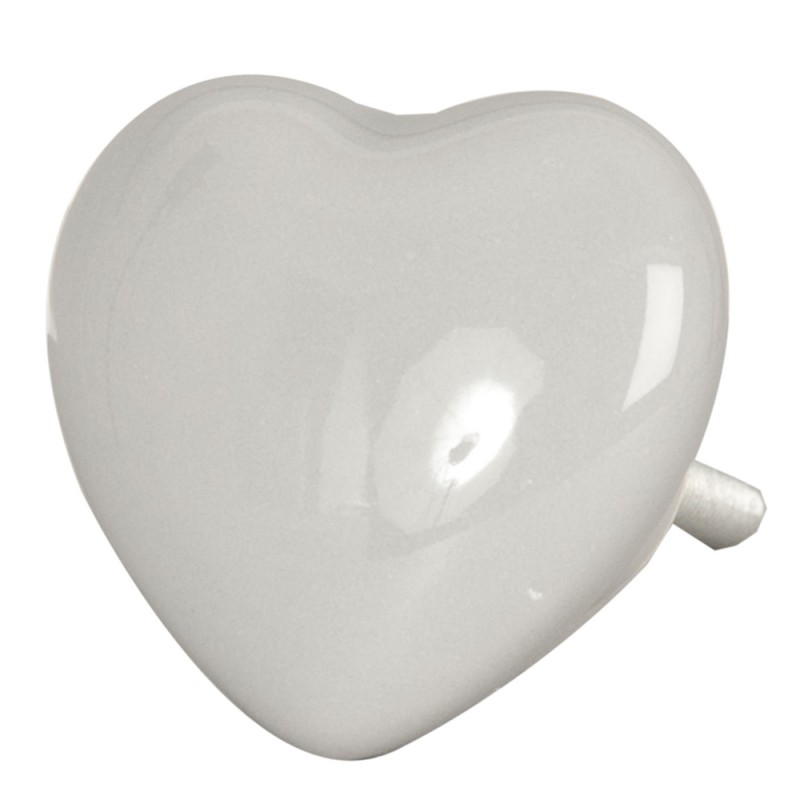Pomello in ceramica a cuore grigio - 4x4 cm - Clayre & Eef