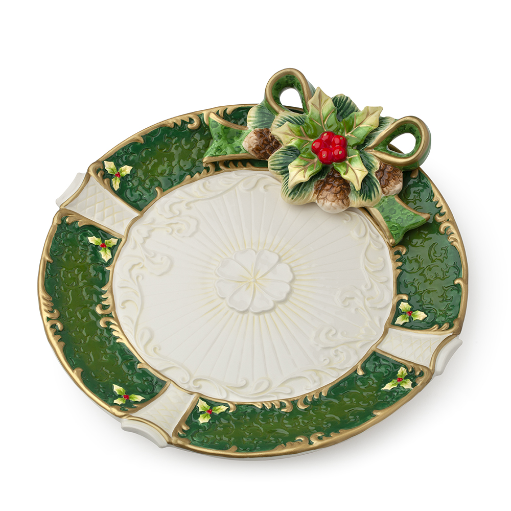 Piatto in porcellana poinsettia natalizio - diam.36 cm - Hervit