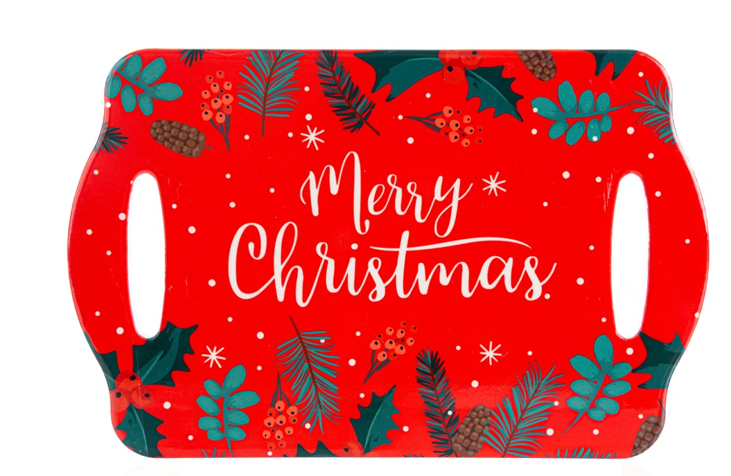 Vassoio poggia pentola in ceramica Merry Christmas - 28x18 cm - Le Stelle