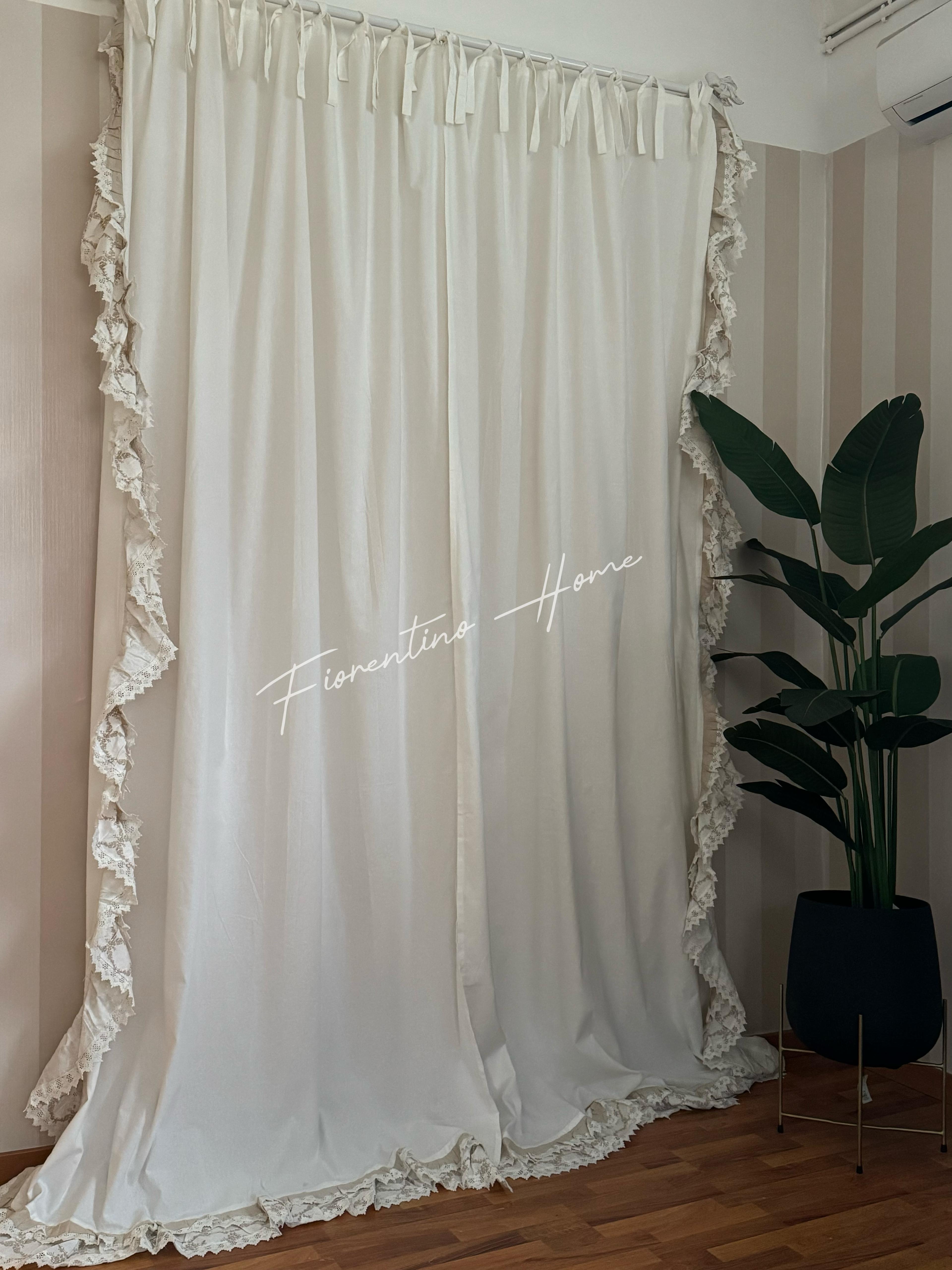 Set 2 tende c/embrasse Damascata - 150x300 cm - Coccole di Casa