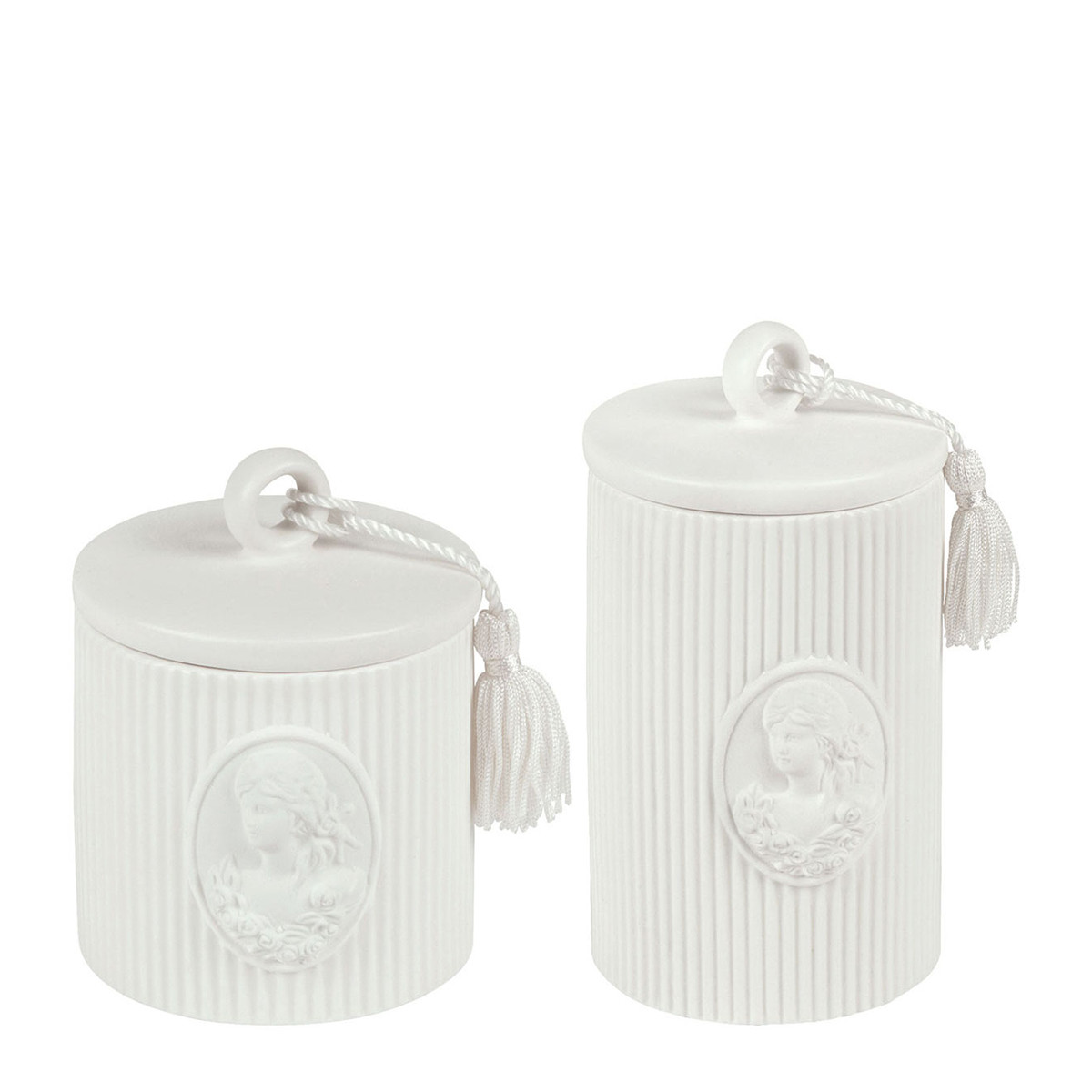Set 2 contenitori porta cotone in ceramica Marquise - H.13x9.5 - H.18.5x9.5 cm - Mathilde M.