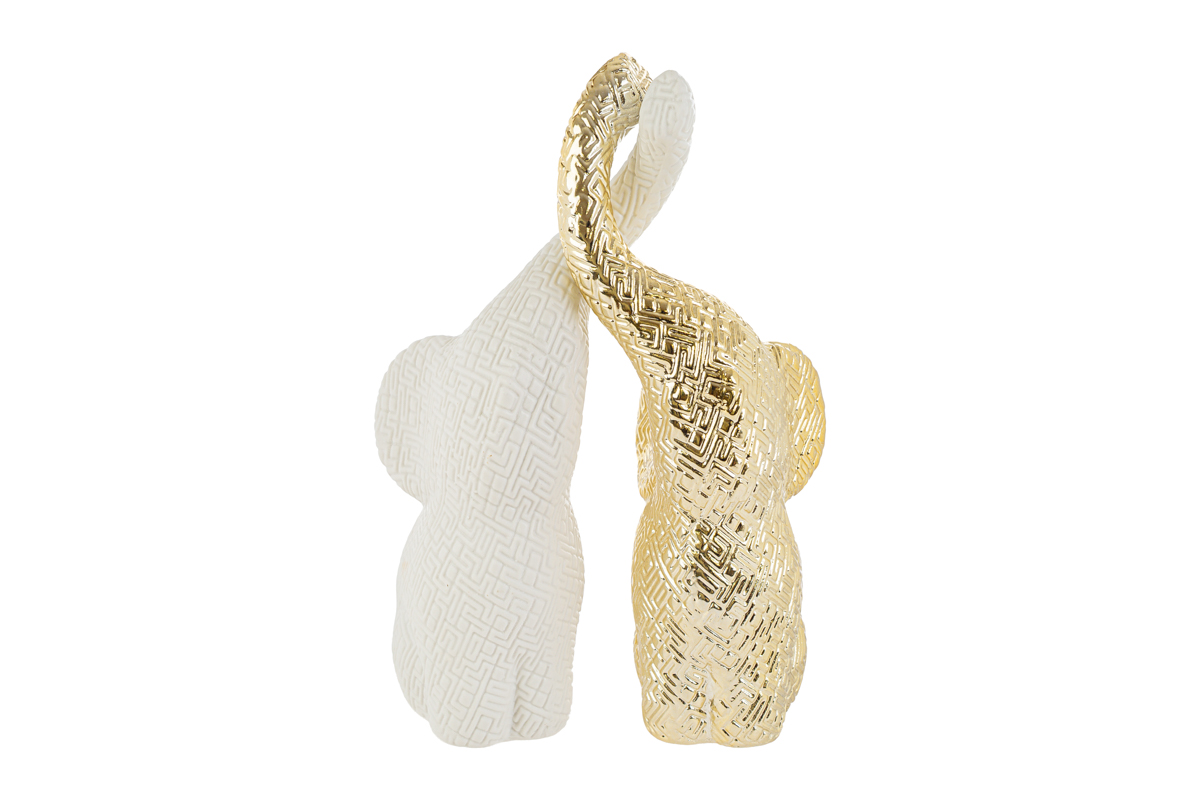 Set 2 elefantini in porcellana bianco e oro - H.27x9.5x6 cm - Le Stelle