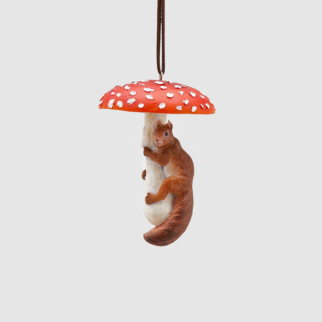 Funghetto con scoiattolino da appendere - H 11 cm - EDG