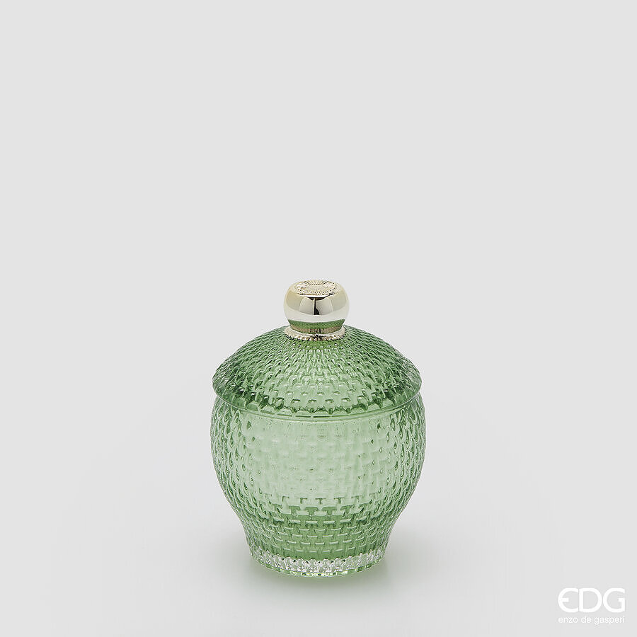 Contenitore in vetro decorativo micro quadretti bombato - H.11.5x8.5 cm - 3 varianti - EDG