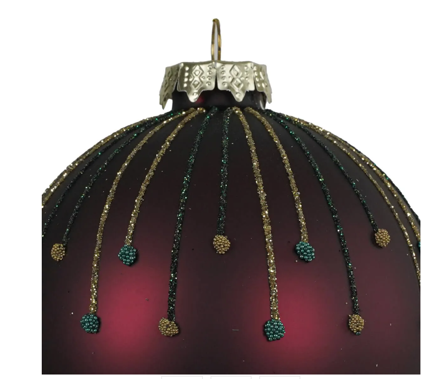 Pallina di Natale in vetro bordeaux - diam.8 cm - Stile'