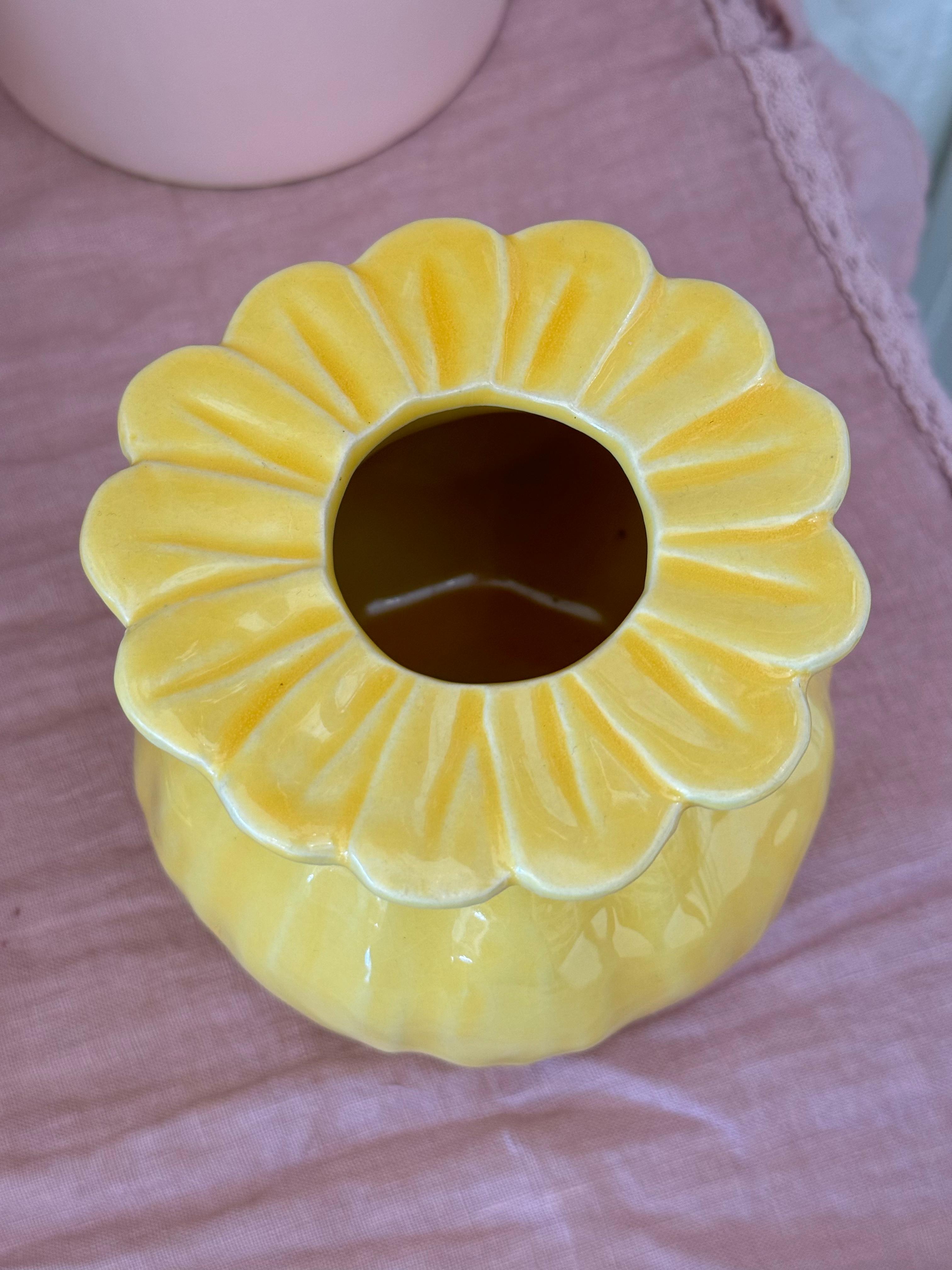 Vaso a fiore giallo in ceramica - H.20 cm - Light & Living