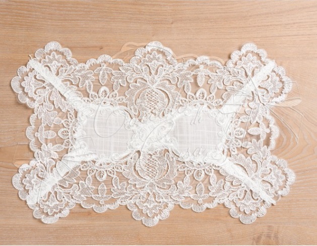 Tris centrini in pizzo Diana bianco in poliestere - 45x140+30x45 cm - Coccole di Casa