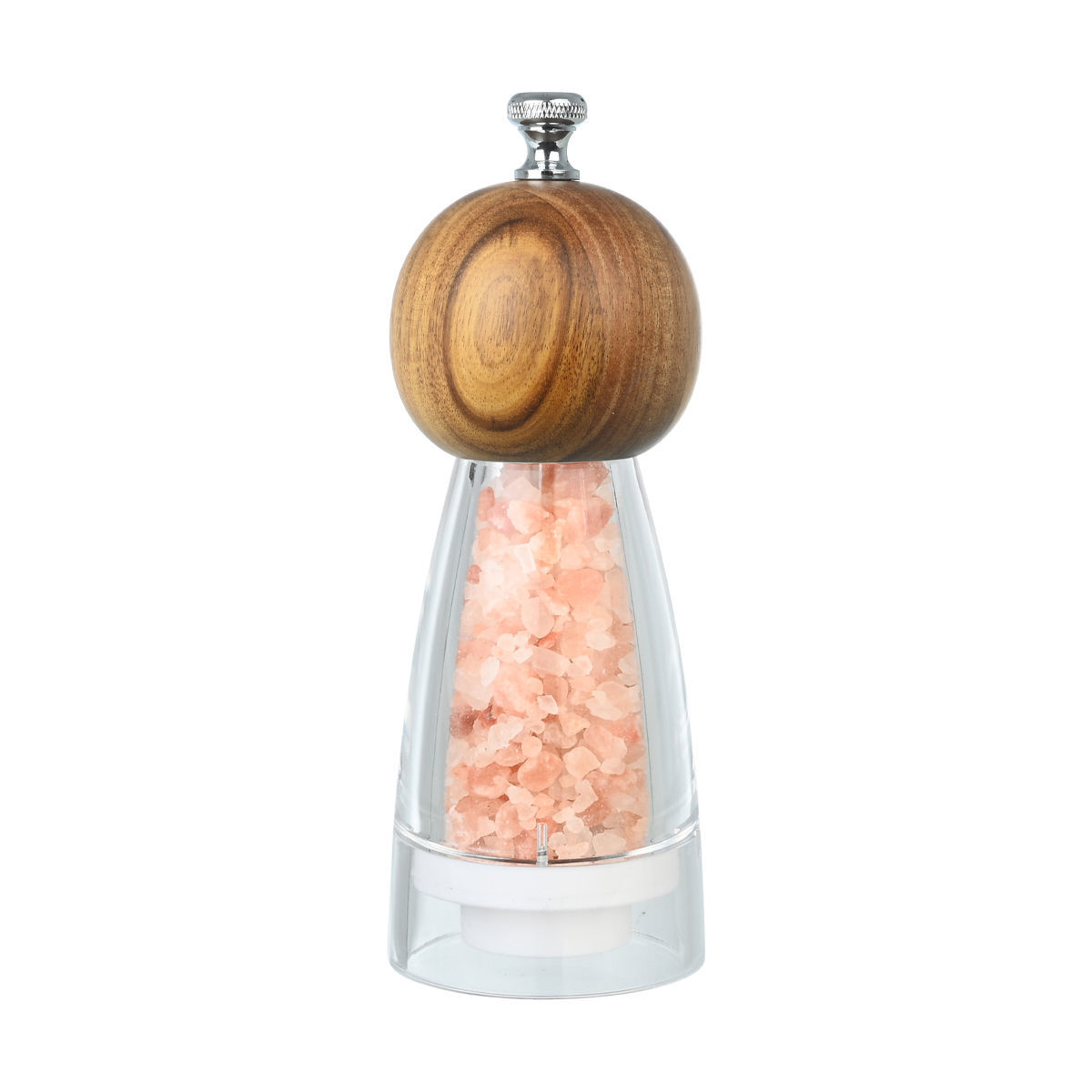 Macinino sale/pepe trasparente e legno - 16.5x6 cm - Estia