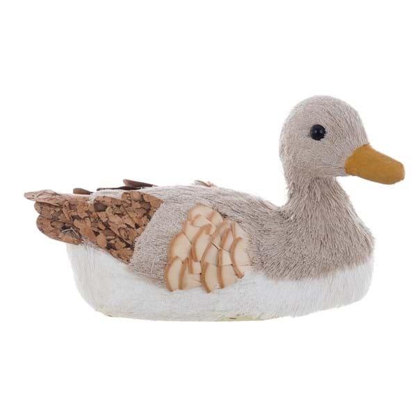 Decoro paperella seduta in materiali naturali - Collezione Pomona - 22x11x14 cm - Blanc Mariclo