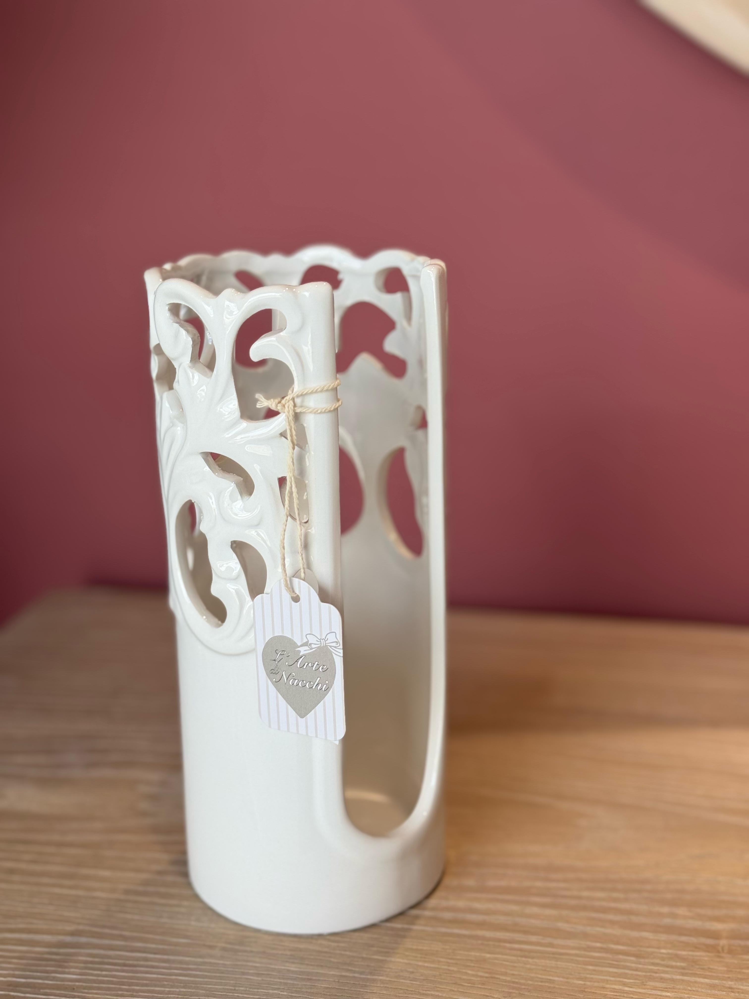 Portabicchieri in ceramica traforata - Cataleya Collection - H.21x9 cm - L'Arte di Nacchi