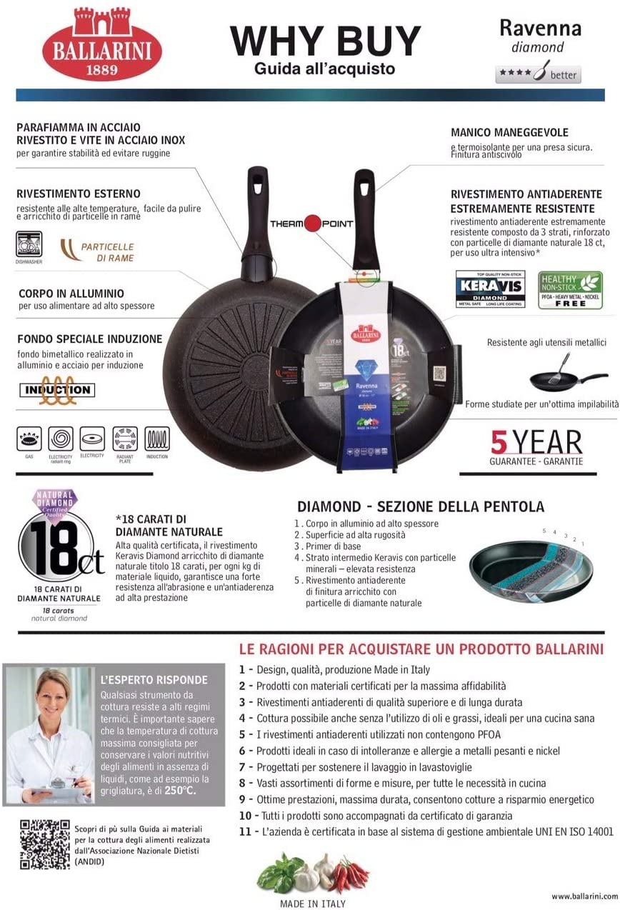 Padella mod. ravenna 24 cm alluminio antiaderente - Ballarini - Foto 3