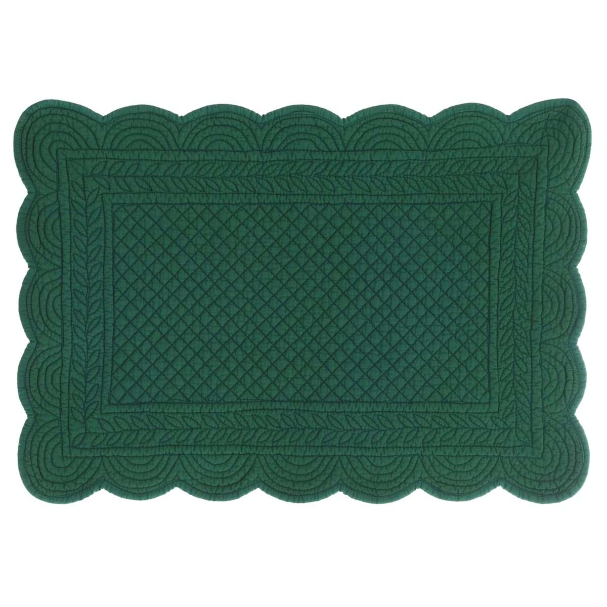 Tovaglietta trapuntata in cotone verde - Collezione Carmen - 35x50 cm - Blanc Mariclo