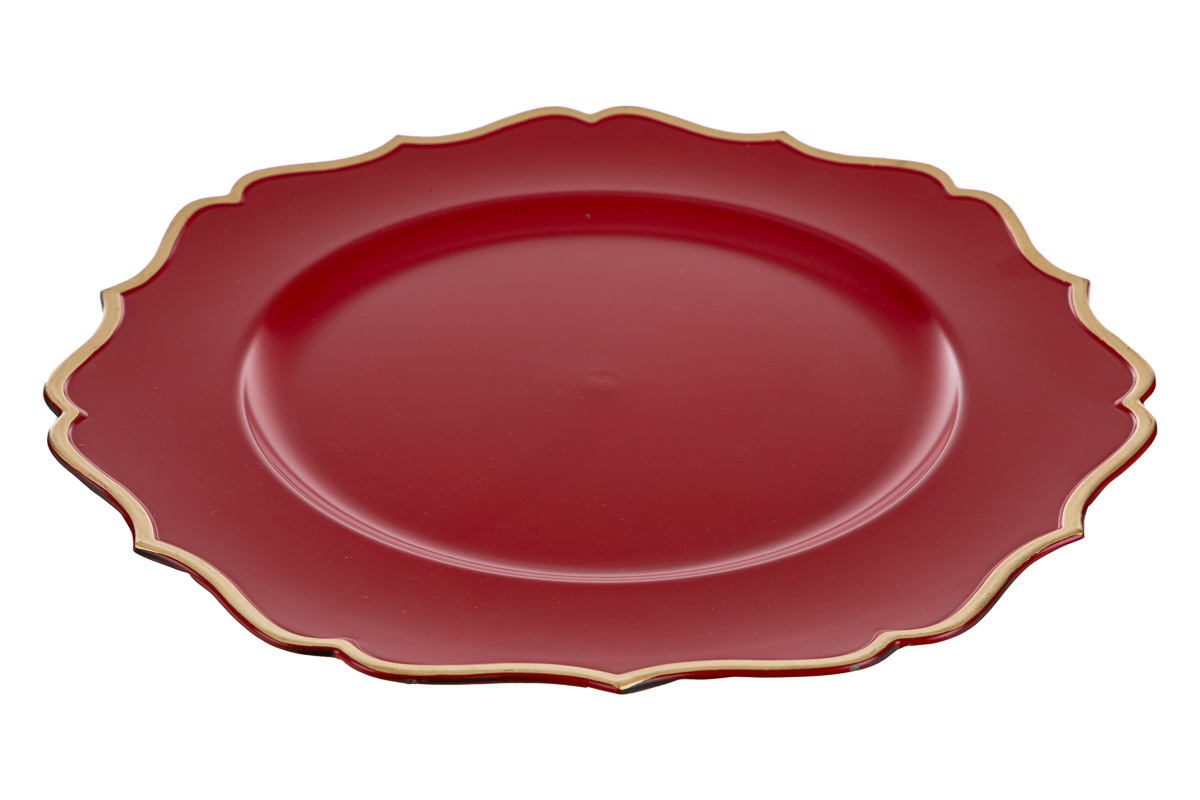 Sottopiatto natalizio in melamina rosso/oro - diam.33 cm - Le Stelle