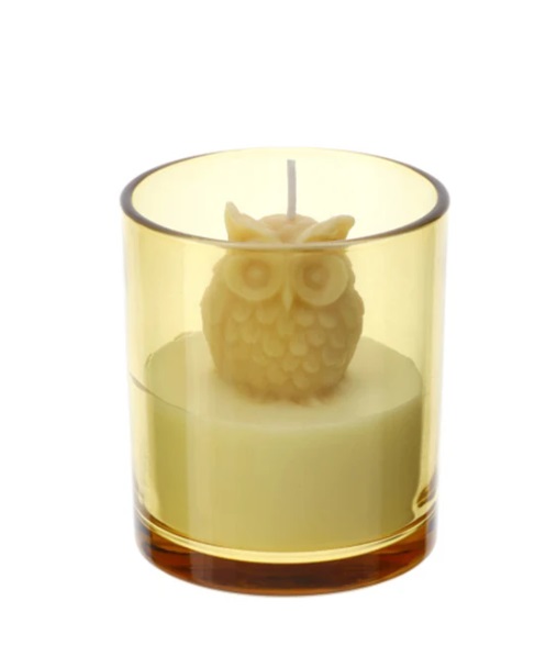 Candela profumata in vetro Civetta - 2 colori - H.9 cm - Hervit