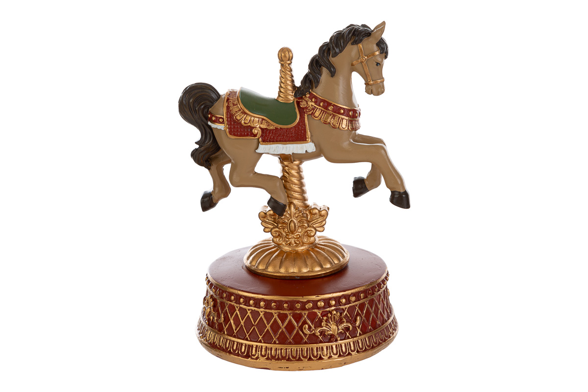 Carillon in resina c/cavalluccio natalizio - H.17x12 cm - Le Stelle