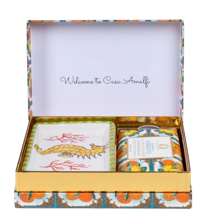 Sapone artigianale Sorrento box regalo in maiolica Made in Italy - CasAmalfi