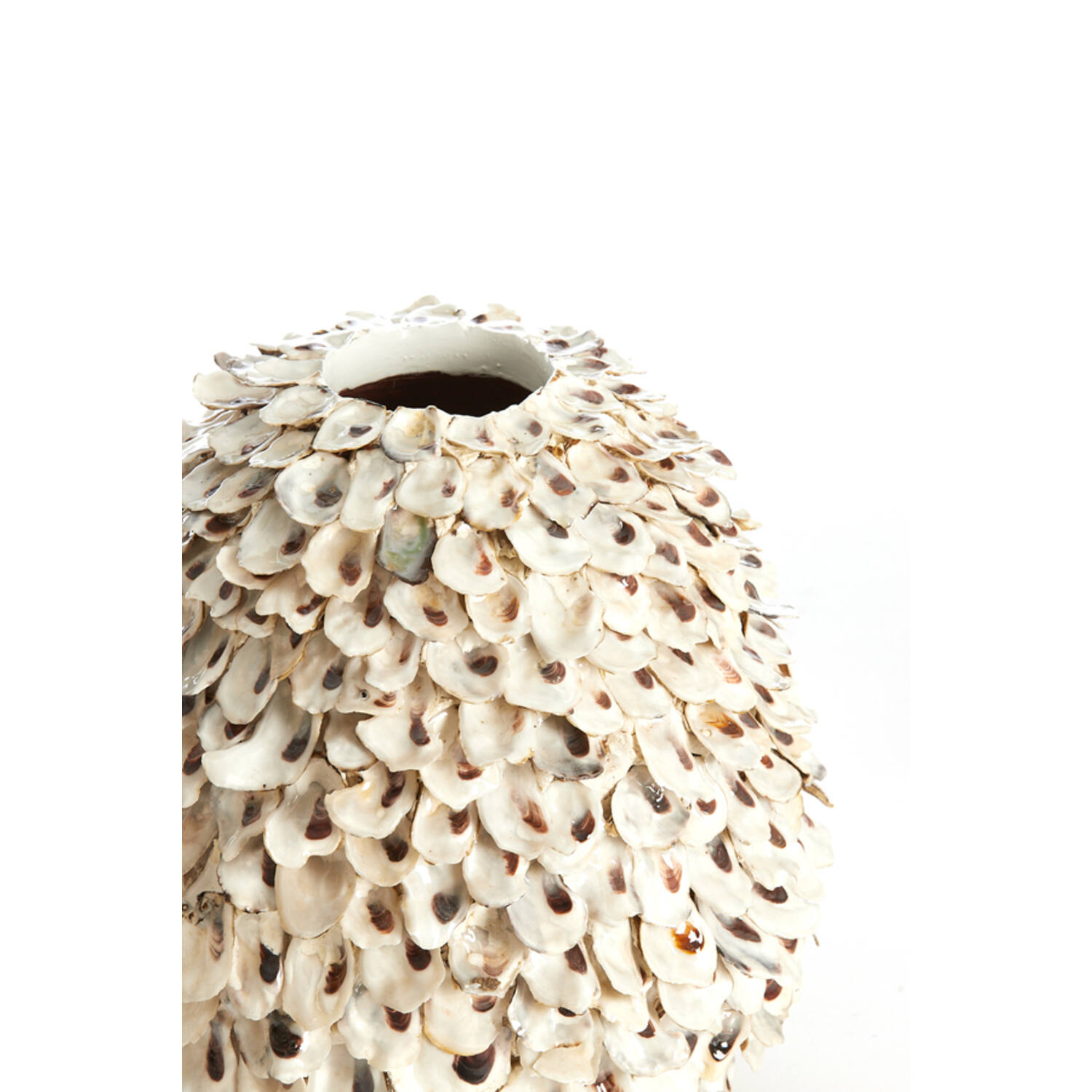 Vaso decorativo in bambu c/conchiglie UBATE - H27x26 cm - Light e Living