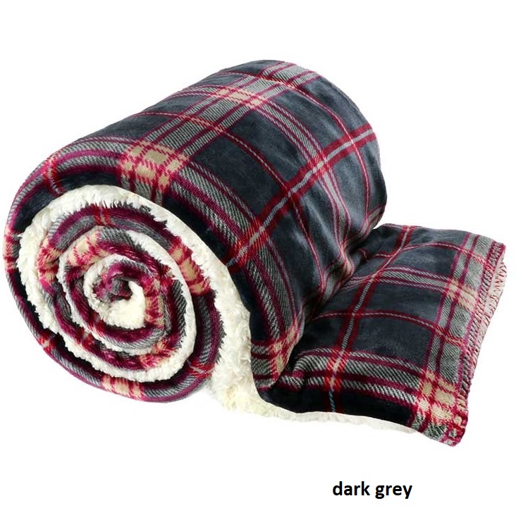 Plaid scozzese con pelliccia interna Larsson - 150x200 cm - vari colori - Unique Living