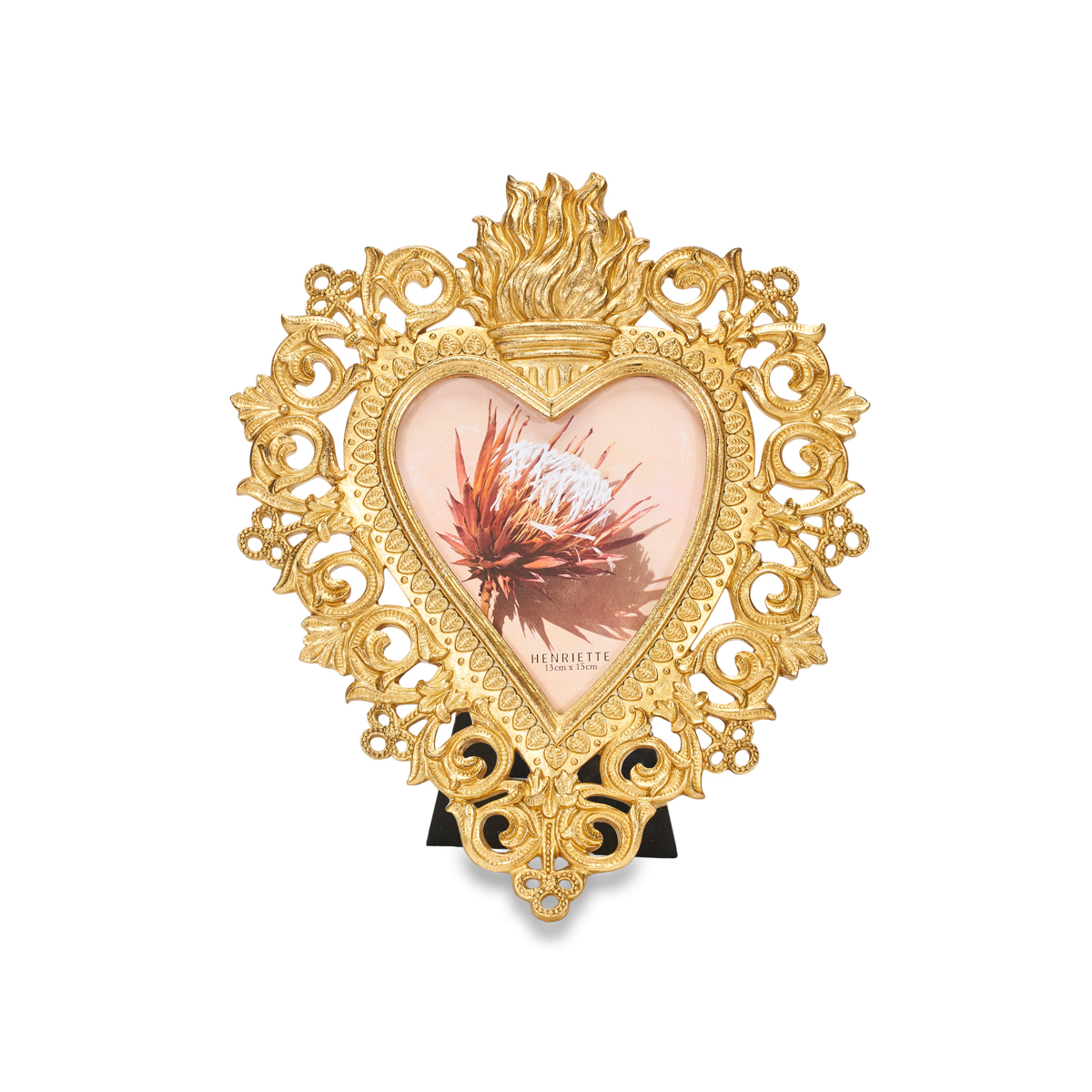 Portafoto in resina cuore oro Old School - 24.5x29.5 cm - Henriette