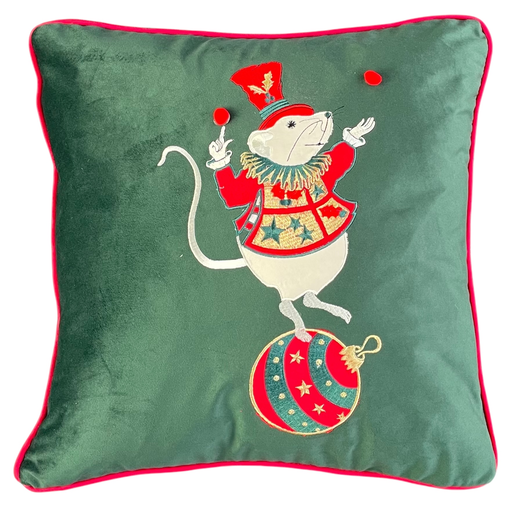 Cuscino quadrato natalizio in velluto CIRQUE DE NOEL - 47x47 cm - vari colori - Clodette