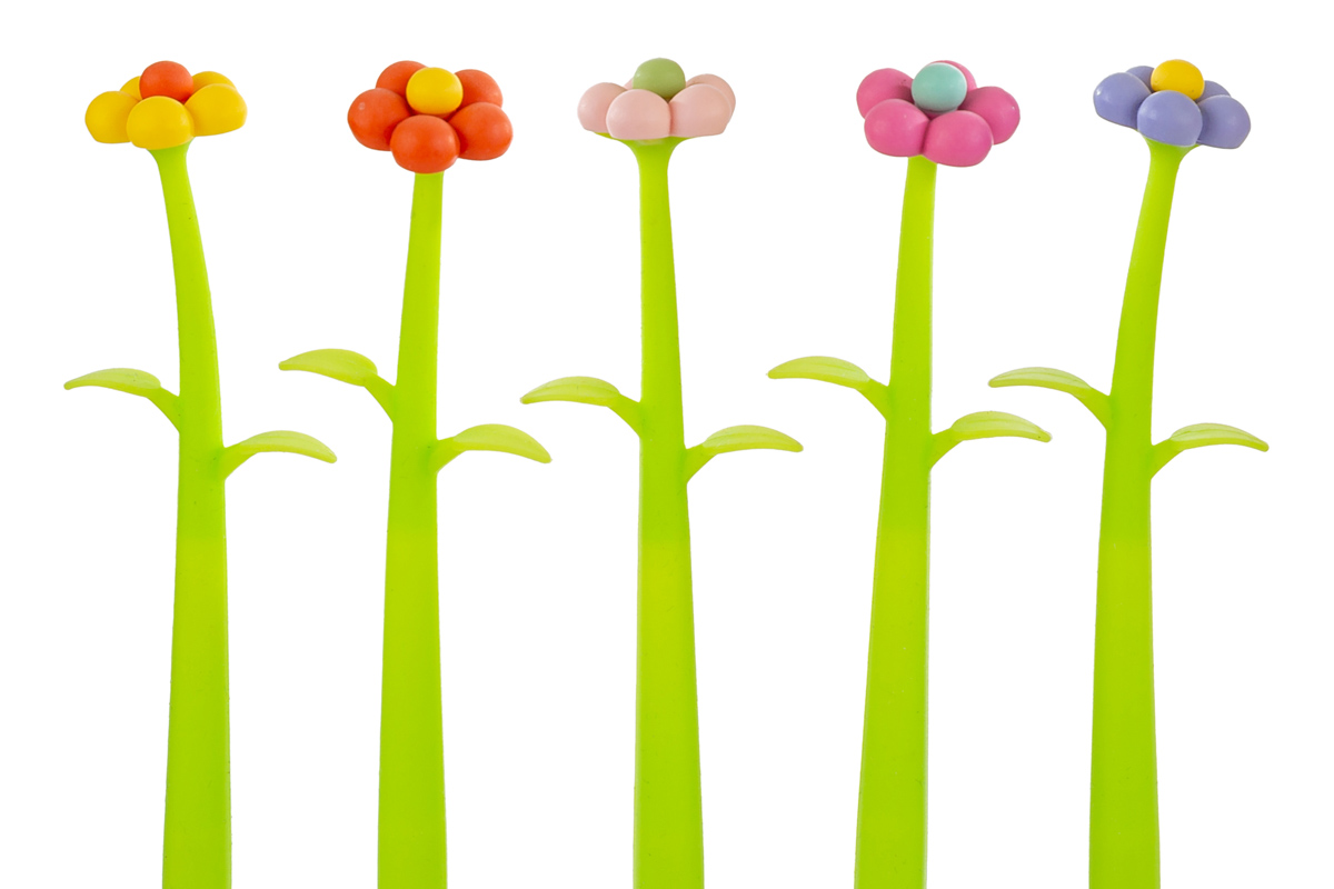 Penna stelo con fiore - colori assortiti - Le Stelle