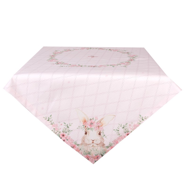 Tovaglia quadrata in cotone rosa con coniglietto - 100x100 cm - Clayre&Eef