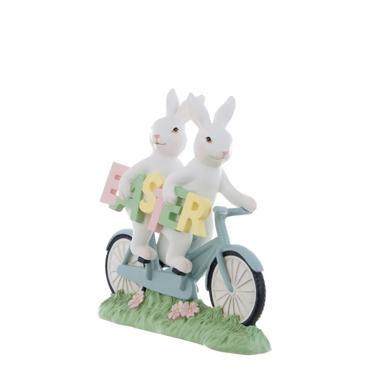 Coniglietti sul bicicletta in resina