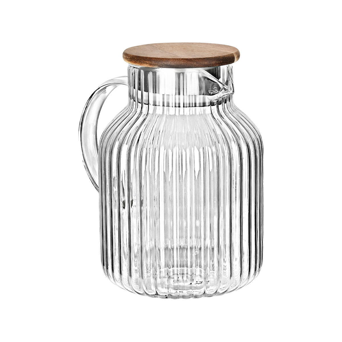 Brocca in vetro con coperchio in legno di acacia - 1300 ml - Estia