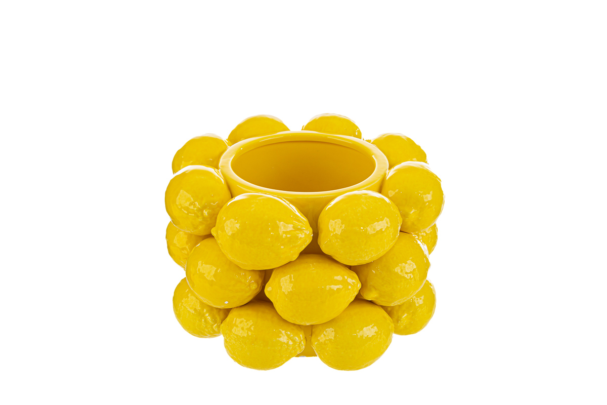 Vaso ceramica con limoni gialli - 21x14 cm - Le Stelle