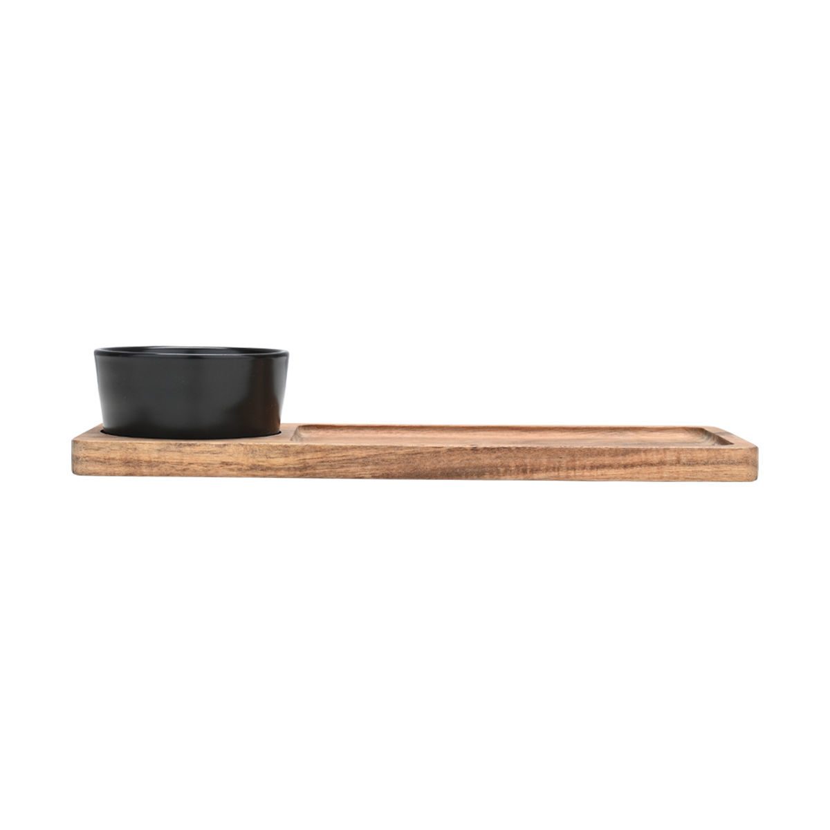 Vassoio da portata in legno di acacia con ciotola in ceramica - 30x11 cm - Estia
