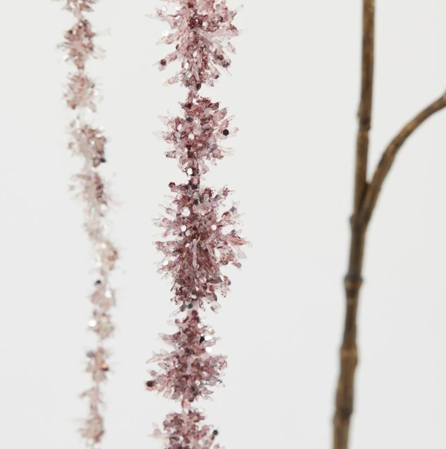 Ramo artificiale pendente lilla glitter - H. 127 cm - EDG