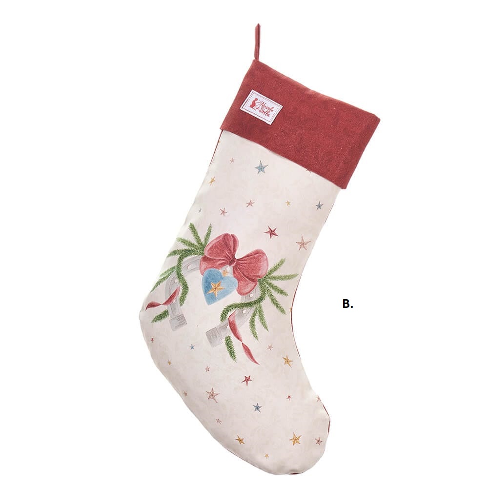 Calza natalizia in cotone Giostra - 2 varianti - 40x20 cm - Nuvole di Stoffa