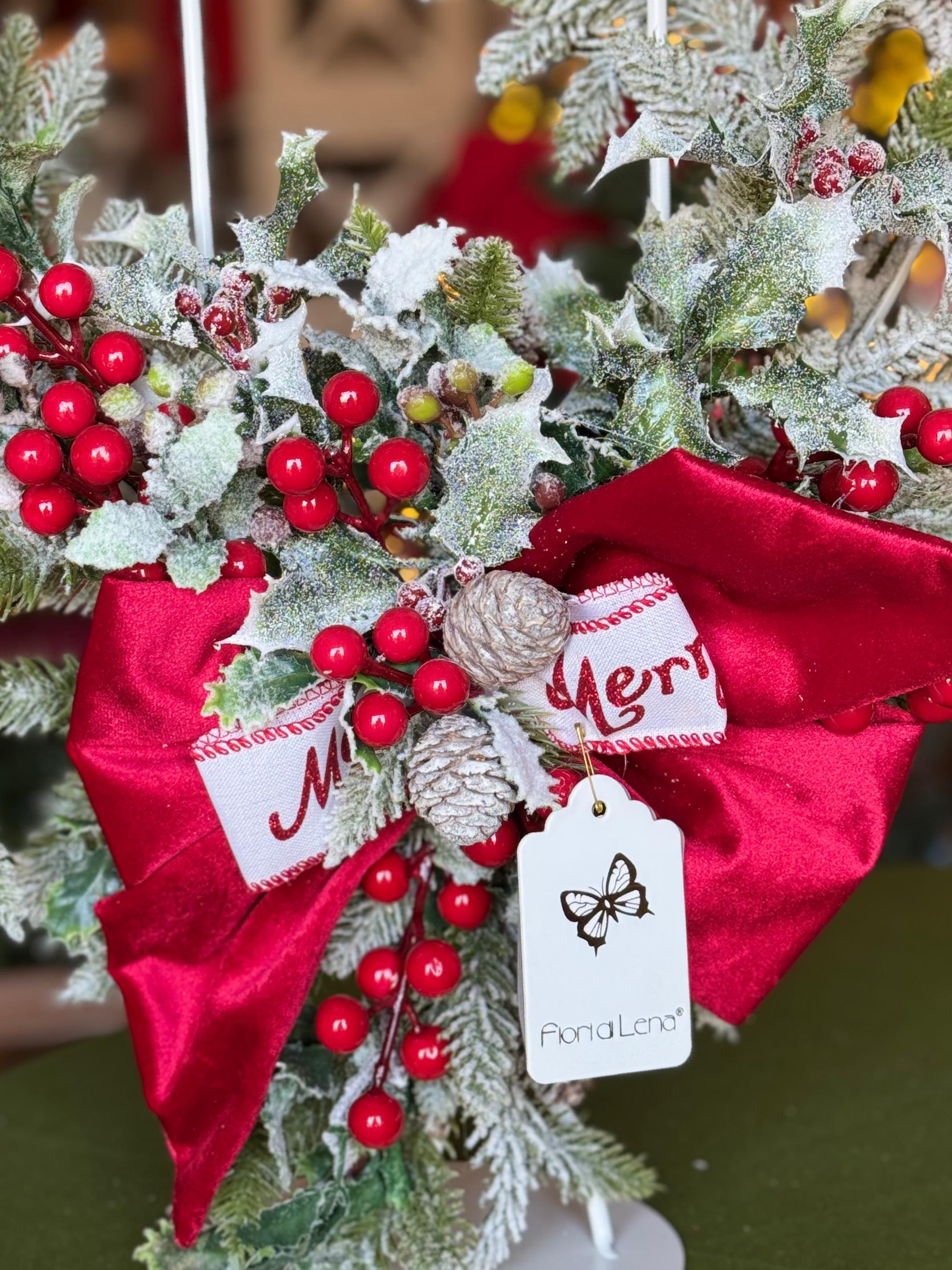 Portacandele in ferro a 4 fiamme con applicazione natalizia -