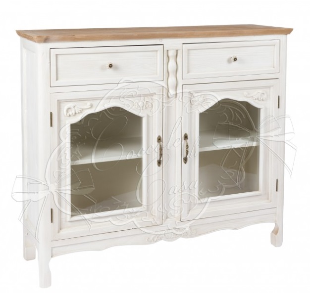 Mobiletto ingressino in legno di abete col.crema top naturale - 127x37x108 cm - Coccole di casa