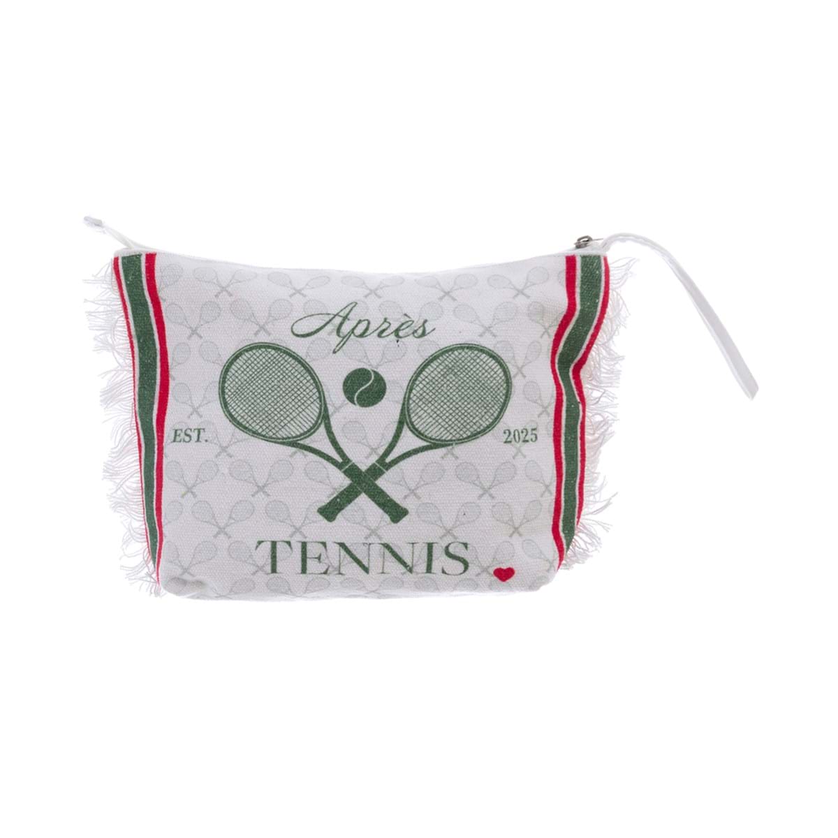 Pouch stampata in cotone - 30x9x20 cm - Collezione Apres Tennis - Blanc Mariclo