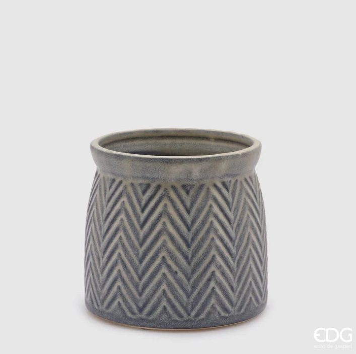 Vaso cachepot spiga in ceramica waterproof  - 2 colori - H.16x18 cm - EDG