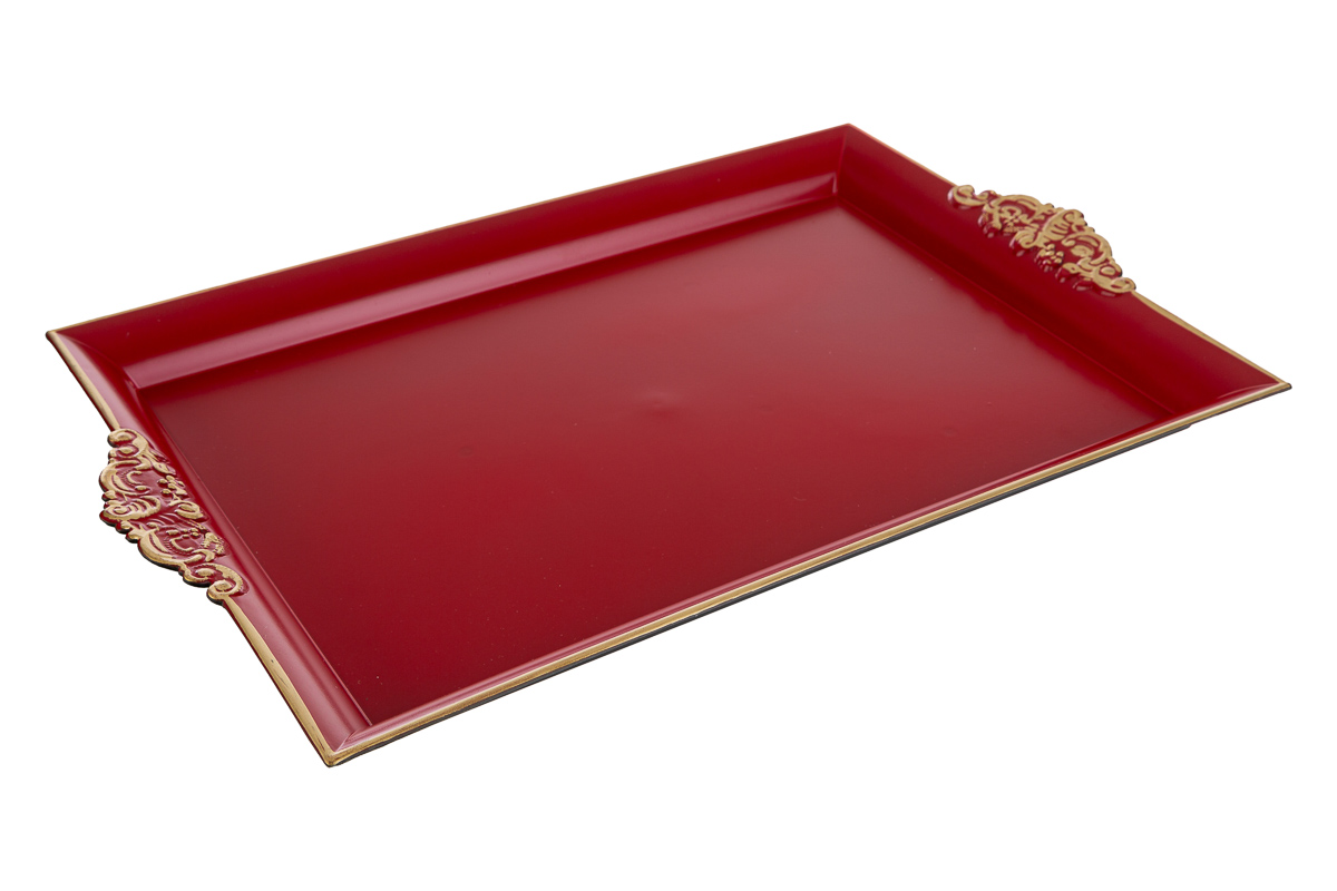 Vassoio natalizio in melamina rosso/oro - 40x26 cm - Le Stelle