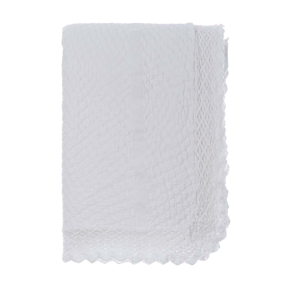 Copriletto matrimoniale  in cotone con pizzo - Linea Palazzo Unito - 260x250 cm - 2 VARIANTI -  Blanc Mariclo