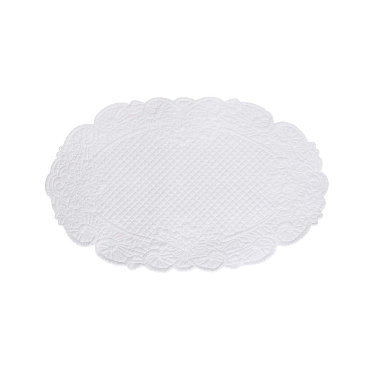 Tovaglietta ovale in cotone bianco/naturale - Linea Carmen - 20x30 cm - Blanc Mariclo