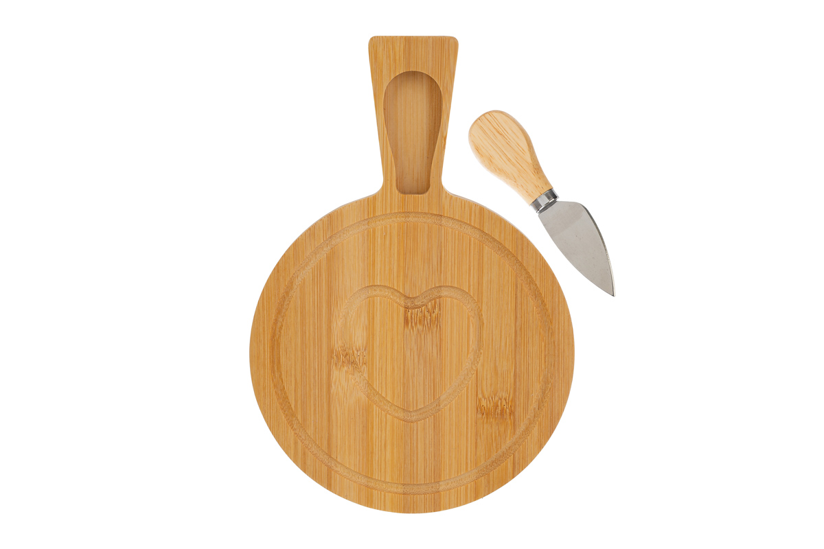 Set 2 pz tagliere legno con coltello per formaggio c/box - 26x18 cm - Le Stelle
