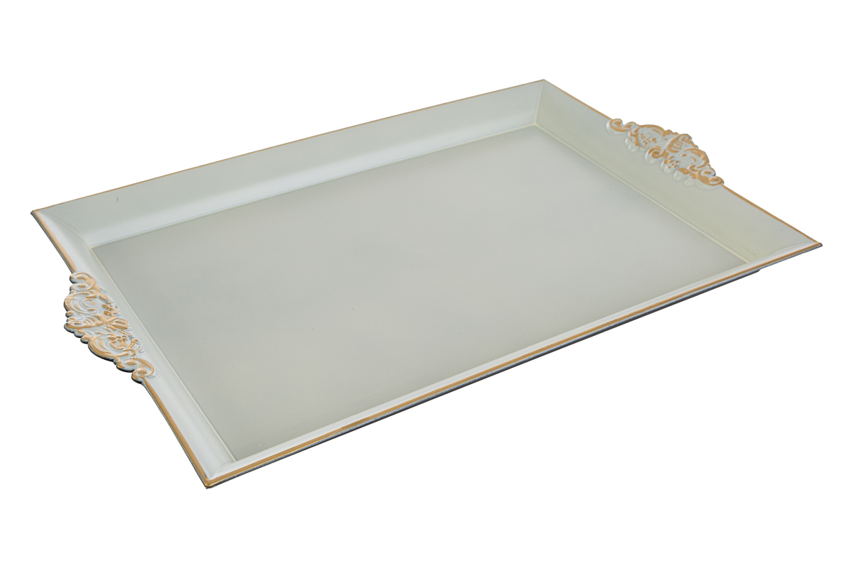 Vassoio natalizio in melamina panna/oro - 40x26 cm - Le Stelle