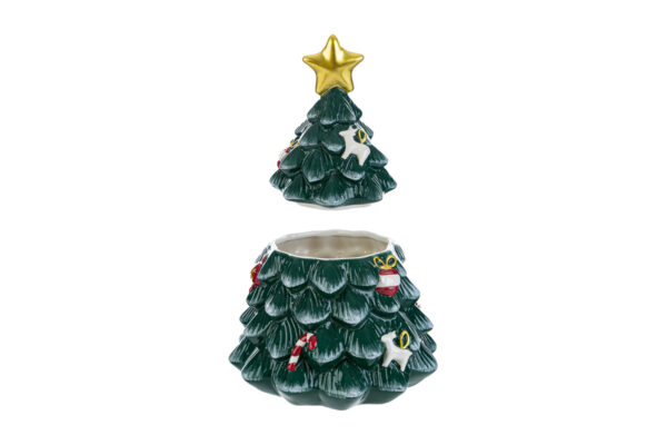 Biscottiera ceramica albero di natale - 17x17x25 cm