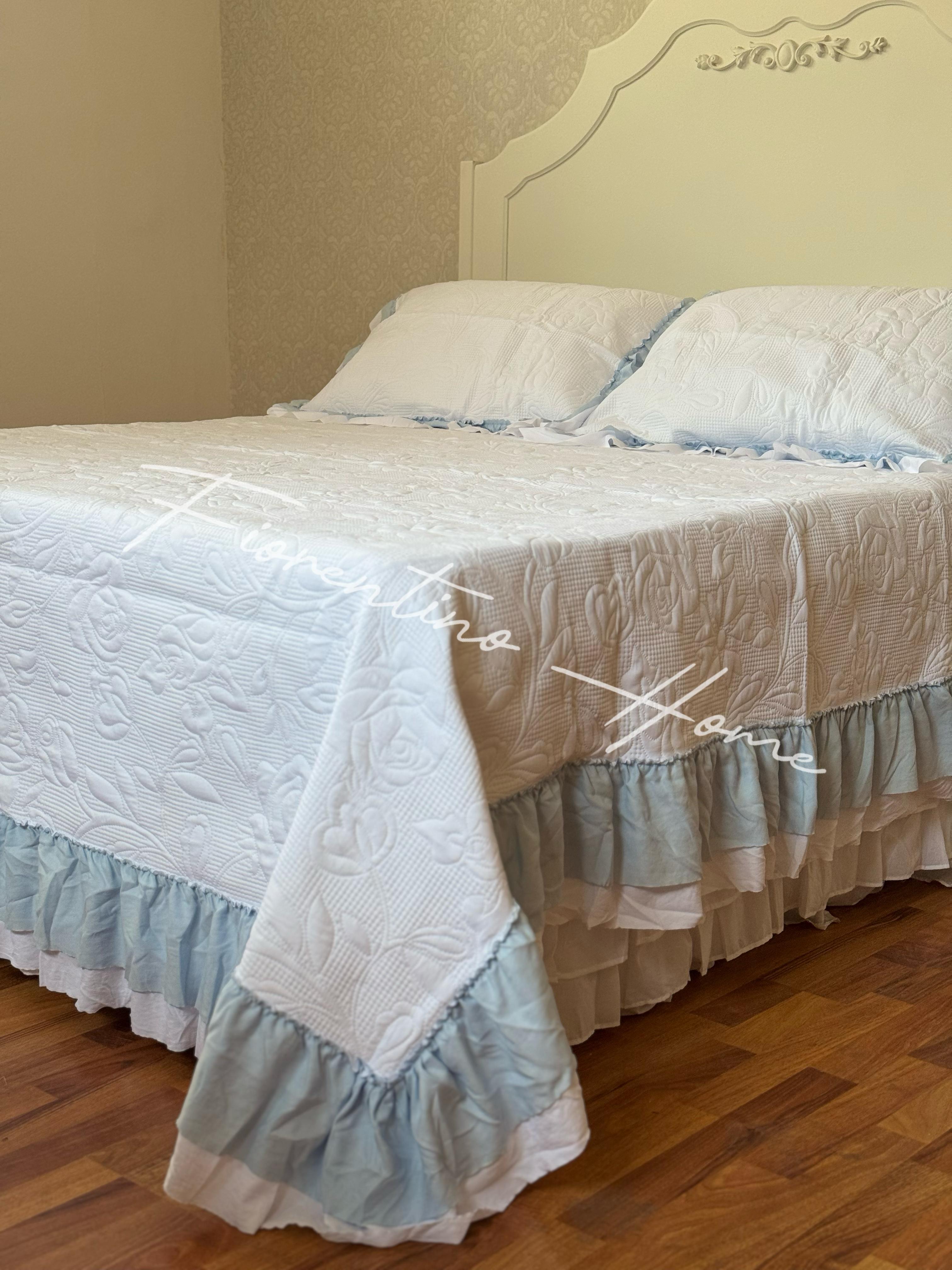 Trapuntino matrimoniale In the Sky Flower - 260x260 + 2 copriguanciali - L'Atelier17